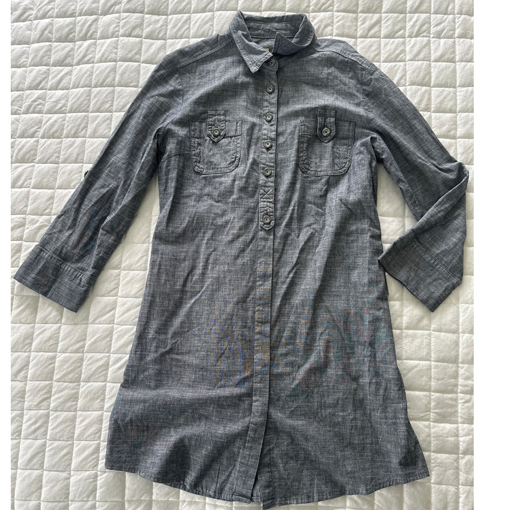 Anthropologie Fei Shirt Dress Womens Medium Blue Gray Shift Minimalist Lagenlook